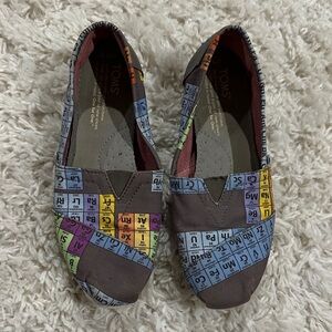 TOMS Grey Slip-On Shoes with Multicolor Periodic Table Print